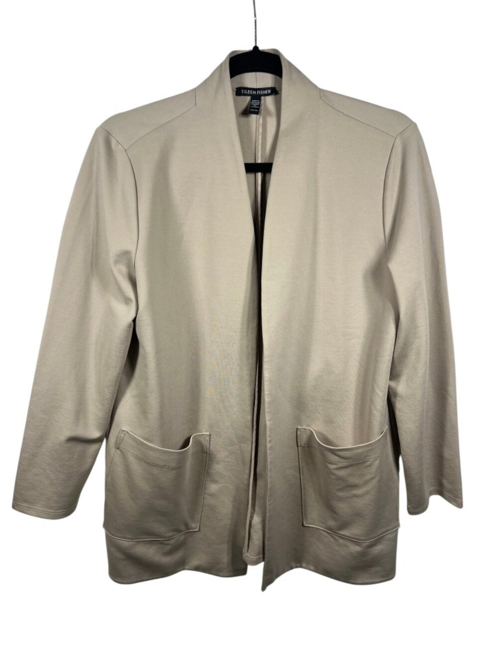 Eileen Fisher Jacket Womens Medium Petite Ponte Knit Open Minimalist Sustainable